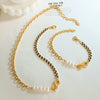 Jewelry Necklace Bracelet Set 316L Stainless Steel Bamboo Chain Electroplating Zircon Freshwater Pearl Letters Design