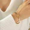 Jewelry Necklace Bracelet Set 316L Stainless Steel Bamboo Chain Electroplating Zircon Freshwater Pearl Letters Design