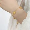 Jewelry Necklace Bracelet Set 316L Stainless Steel Gold Plated Daisy Flower Design For Women