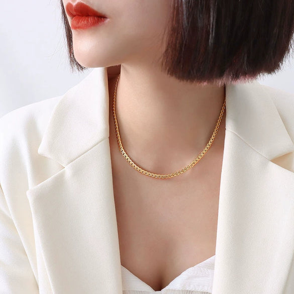 Jewelry Necklace Bracelet Set 316L Stainless Steel Simple Geometric Electroplated