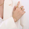 Jewelry Necklace Bracelet Set 316L Stainless Steel Simple Geometric Electroplated