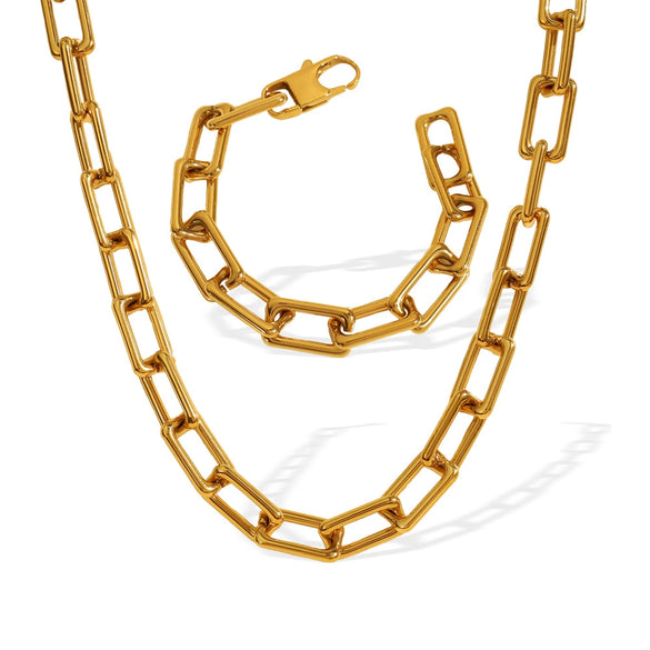 Jewelry Necklace Bracelet Suit 316L Stainless Steel 18K Gold Plated Electroplated Exaggerated Fashion Design For Women