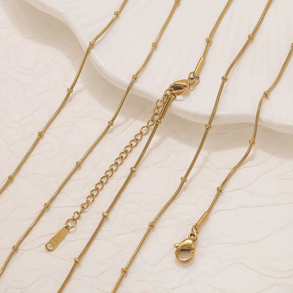 Jewelry Necklace Chain Stainless Steel Round Snake Chain Clip Bead Chain Electroplated