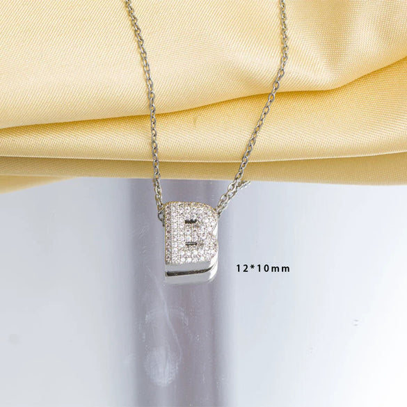 Jewelry Necklace Copper Gemstone Letter Electroplated