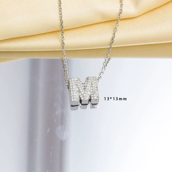 Jewelry Necklace Copper Gemstone Letter Electroplated