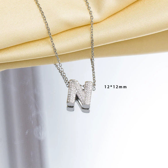Jewelry Necklace Copper Gemstone Letter Electroplated