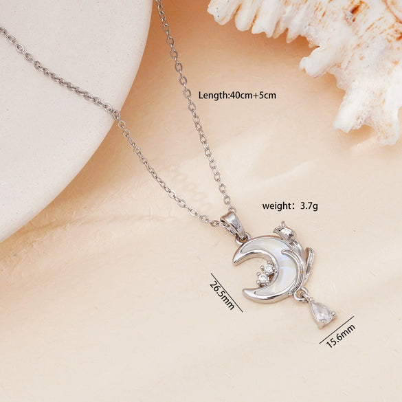 Jewelry Necklace Copper O Chain Mixed Gemstone Inlay Microinlaid Zircon Star Moon Electroplating Women's