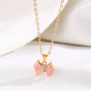 Jewelry Necklace Copper Pearlescent Pink Bow Dripping Oil Design For Women