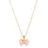 Jewelry Necklace Copper Pearlescent Pink Bow Dripping Oil Design For Women