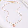 Jewelry Necklace Copper Pearlescent Pink Bow Dripping Oil Design For Women