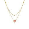 Jewelry Necklace Doublelayered Goldplated Diamondencrusted Stainless Steel Chain With Oil Lotus Design Electroplated