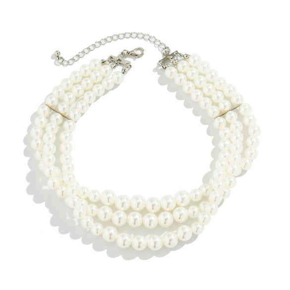 Jewelry Necklace Handmade Multilayer Imitation Pearl Plastic Resin Geometric Snake Bone Chain Women Choker