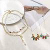 Jewelry Necklace Light Luxury Geometric Drop Shape Artificial Crystal Snake Bone Chain Electroplating For Women