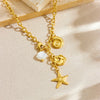 Jewelry Necklace Marine Ins Style Stainless Steel Gold Plated Chain With Starfish Fish Tail Conch Pendant Animal Zodiac Pattern