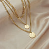 Jewelry Necklace Metal Titanium Steel Geometric Round Plate Lettering Multilayer Retro Stacked Electroplating