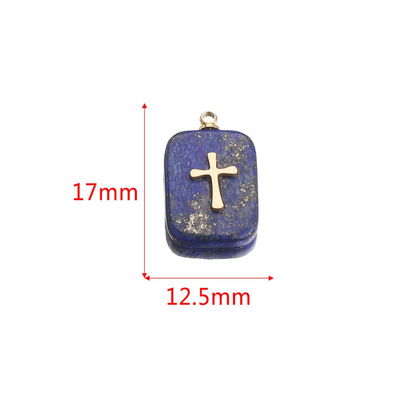 Jewelry Necklace Pendant Natural Stone Pink Crystal Turquoise Stainless Steel Titanium Steel Square Electroplated