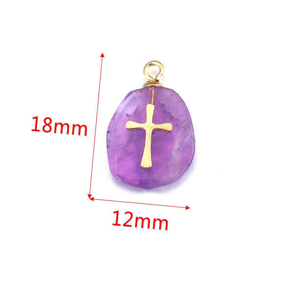 Jewelry Necklace Pendant Natural Stone Pink Crystal Turquoise Stainless Steel Titanium Steel Square Electroplated