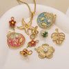 Jewelry Necklace Pendant Stainless Steel French Retro Flower Asymmetrical Petal Electroplated