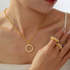 Jewelry Necklace Ring Shell Beads Copper 316L Stainless Steel Electroplating Niche Style Multilayer Design Unisex