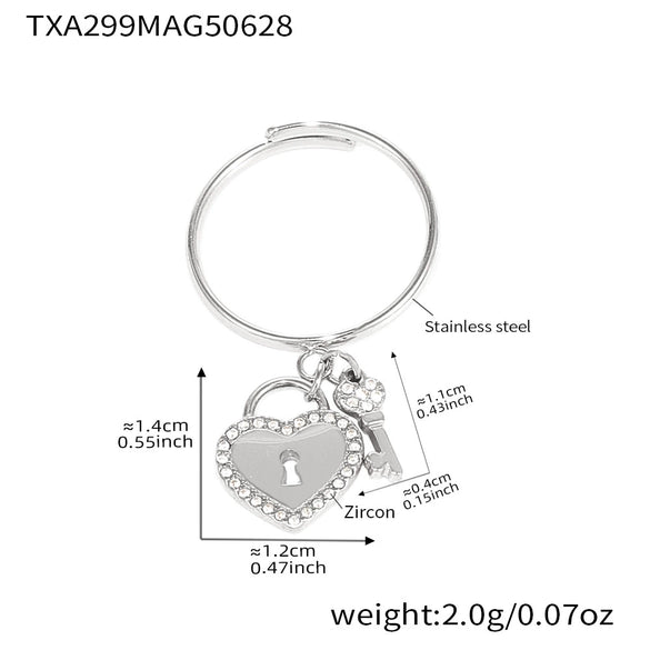 Jewelry Necklace Set Heart Lock Key 316L Stainless Steel 316L Stainless Steel Electroplating Chain Design