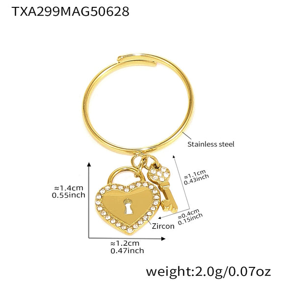 Jewelry Necklace Set Heart Lock Key 316L Stainless Steel 316L Stainless Steel Electroplating Chain Design