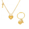 Jewelry Necklace Set Heart Lock Key 316L Stainless Steel 316L Stainless Steel Electroplating Chain Design