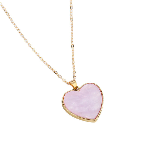 European Cross-Border Sold Jewelry Acetate Love Necklace Simple Ins Style All-Match Love Pendant Clavicle Chain Female Necklace