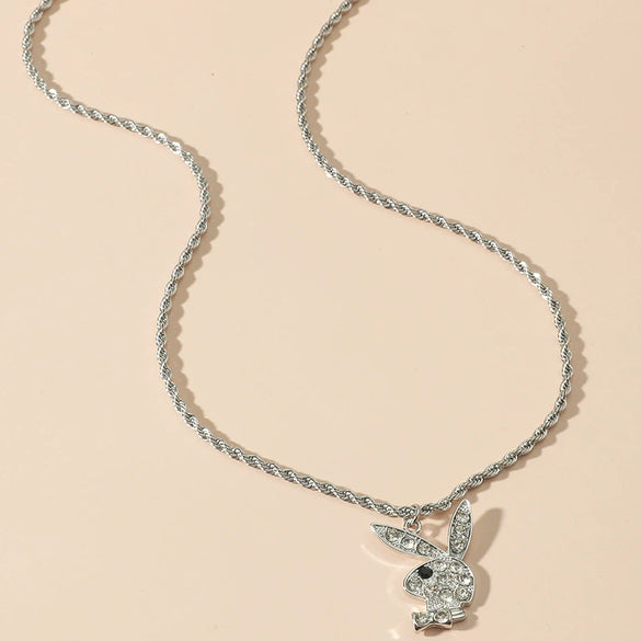 Jewelry Necklace Stainless Steel Alloy Rabbit Geometric Hip Hop Punk Style Twist Chain