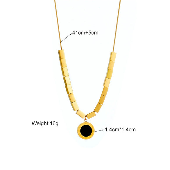 Jewelry Necklace Stainless Steel Geometric Square Pendant Electroplating