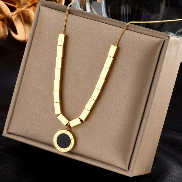 Jewelry Necklace Stainless Steel Geometric Square Pendant Electroplating