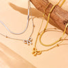 Jewelry Necklace Stainless Steel Goldplated Double Layer Stacked Bow Pendant Fashion Simple Design