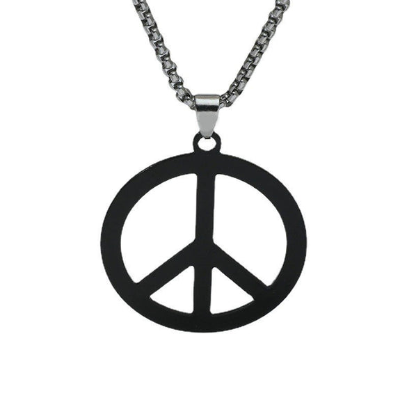 Jewelry Necklace Stainless Steel Square Pearl Chain Pendant With Antiwar Peace Sign Electroplated Unisex
