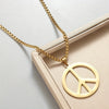 Jewelry Necklace Stainless Steel Square Pearl Chain Pendant With Antiwar Peace Sign Electroplated Unisex