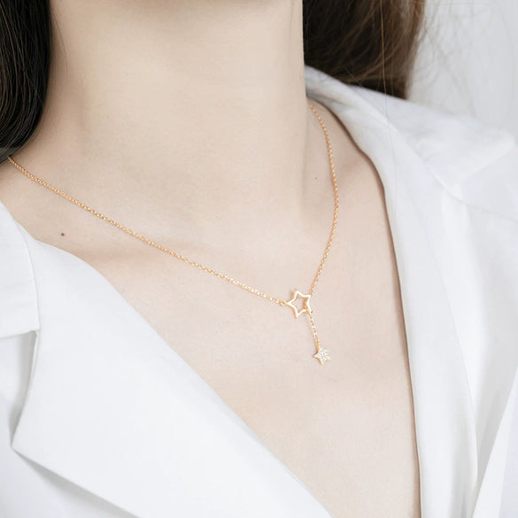 Jewelry Necklace Sterling Silver Style Sweater Clavicle Chain Fivepointed Star Accessories Wholesale