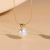 Jewelry Necklace Titanium Steel Chain With Freshwater Abs Pearl Pendant Geometric Style Electroplated