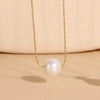 Jewelry Necklace Titanium Steel Chain With Freshwater Abs Pearl Pendant Geometric Style Electroplated