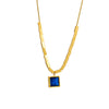 Jewelry Necklace Titanium Steel Geometric Square Blue Diamond Electroplating
