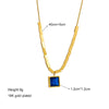 Jewelry Necklace Titanium Steel Geometric Square Blue Diamond Electroplating