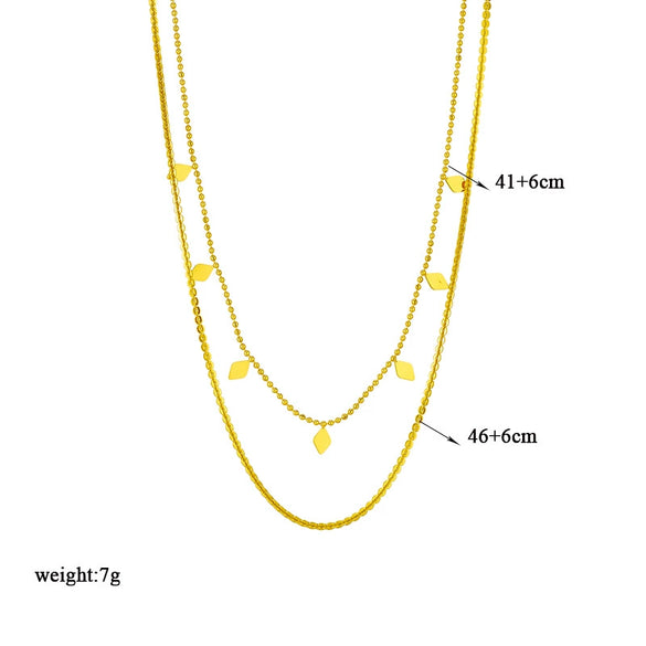 Jewelry Necklace Titanium Steel Rhombus Sequin Electroplating Doublelayer Women's Cold Style