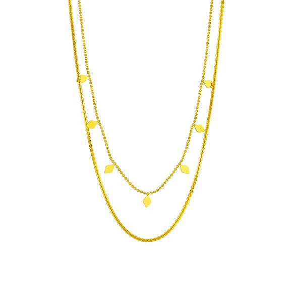 Jewelry Necklace Titanium Steel Rhombus Sequin Electroplating Doublelayer Women's Cold Style