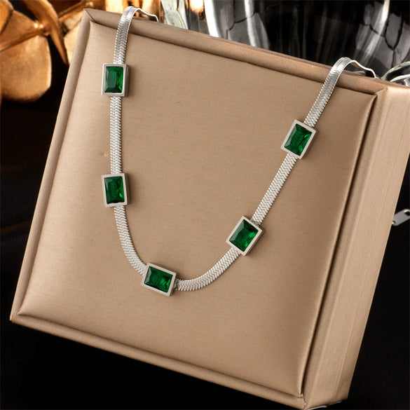 Jewelry Necklace Titanium Steel Snake Bone Chain Geometric Pattern Electroplating For Women