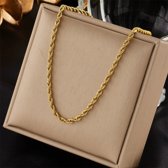 Jewelry Necklace Titanium Steel Twist Chain Electroplating Design For Women