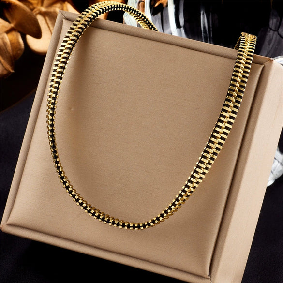 Jewelry Necklace Titanium Steel Zipper Chain Exaggerated Street Photography Design Electroplating Punk Style For Women