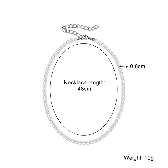 Jewelry Necklace Women Handmade Imitation Pearls Beads Box Chain Geometric