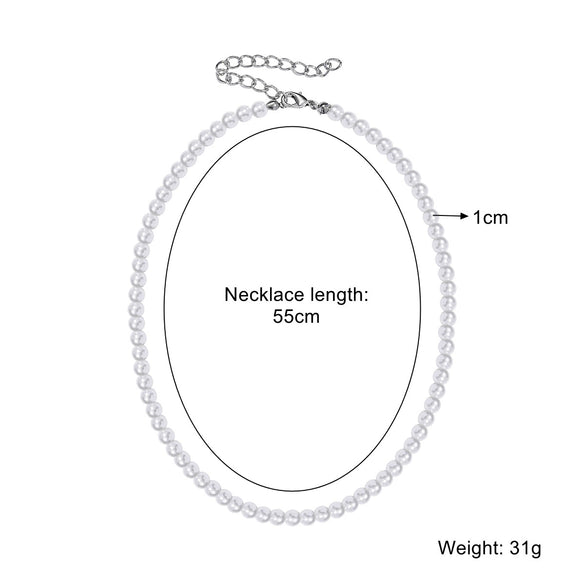Jewelry Necklace Women Handmade Imitation Pearls Beads Box Chain Geometric