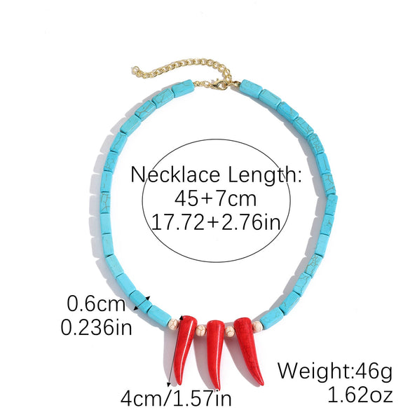 Jewelry Necklace Women's Ocean Style Turquoise Alloy Pendant Electroplating Geometric Design