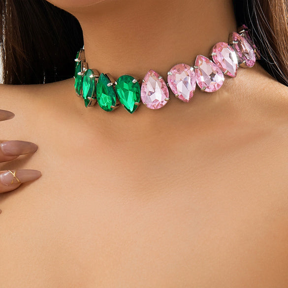 Jewelry Niche Design Rhinestone Claw Chain Collar Necklace With Geometric Style