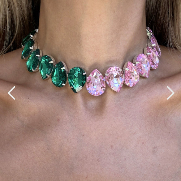 Jewelry Niche Design Rhinestone Claw Chain Collar Necklace With Geometric Style