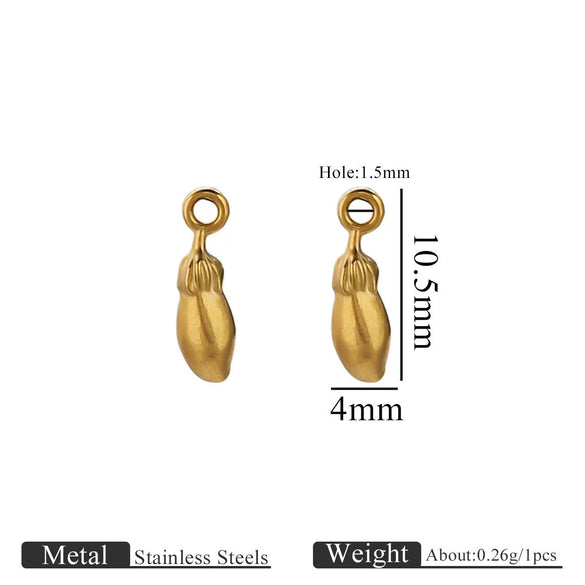 Jewelry Ornament Vacuum Gold Plated Stainless Steel Chili Gourd Pendant Accessories For Earrings Bracelet