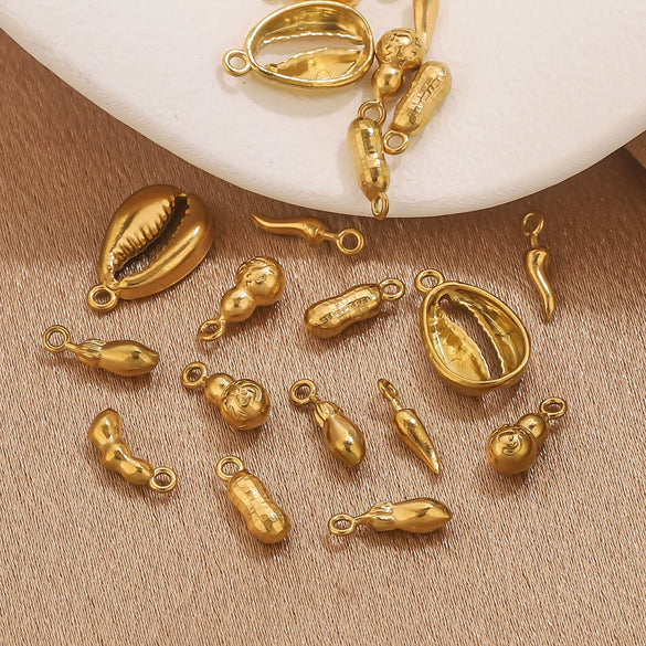 Jewelry Ornament Vacuum Gold Plated Stainless Steel Chili Gourd Pendant Accessories For Earrings Bracelet